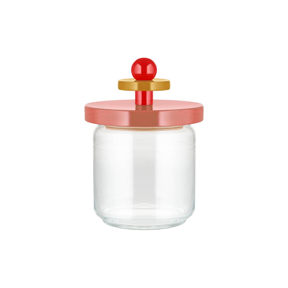 hermetisch verschließbares Glas Twergi glas holz rosa / 75cl - By Ettore Sottsass / Alessi 100 Values Collection - Alessi - Rosa - FSC-zertifiziertes massives Lindenholz, Glas, Silikon