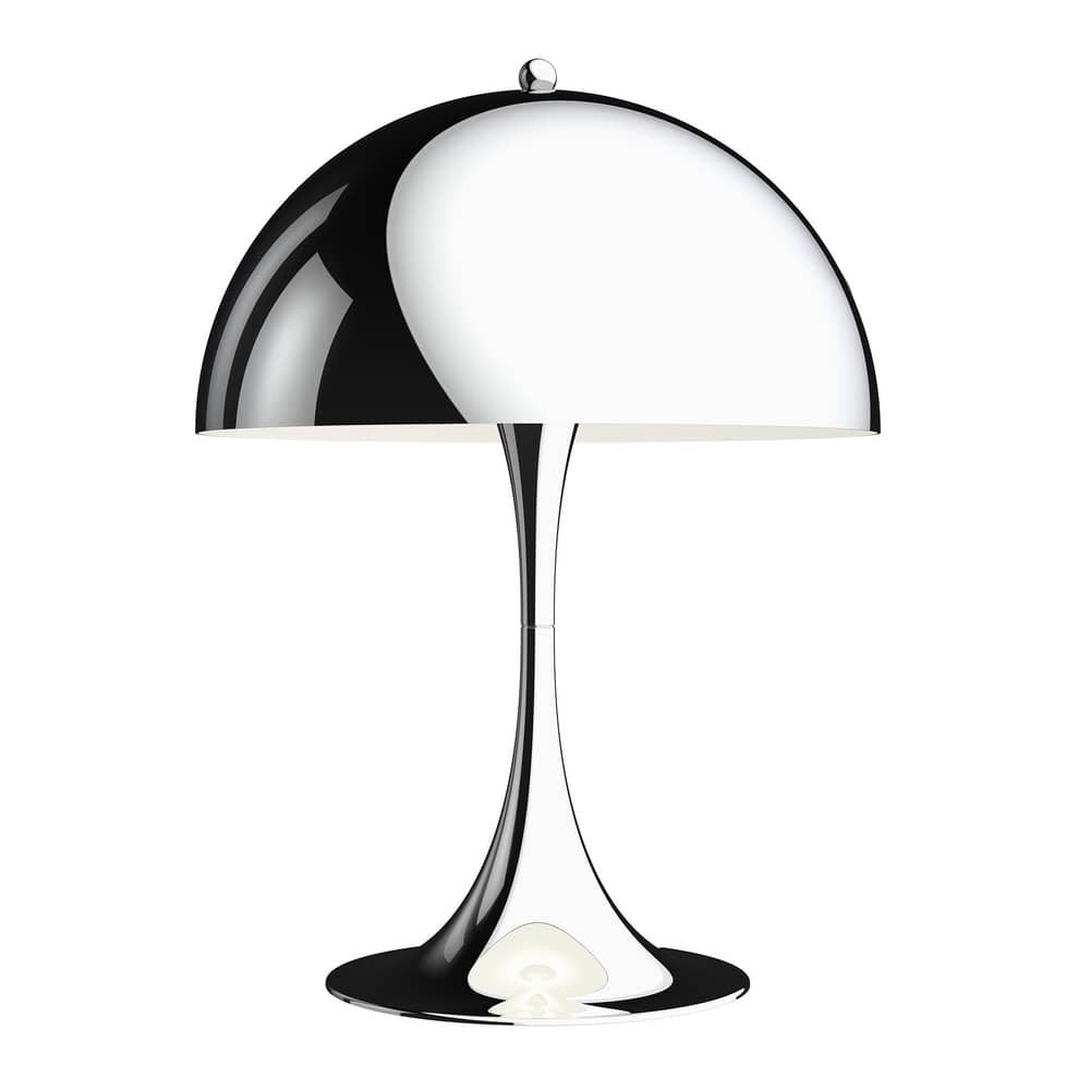 Lampe de table Panthella 320 gris argent métal /  Ø 32 x H 43,8 cm / Verner Panton, 1971 - Louis Poulsen - Chromé (métal) - Acier, Aluminium