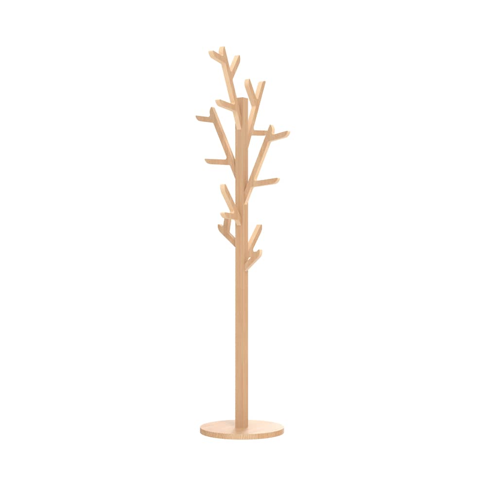 Portemanteau sur pied Ambroise bois naturel / H 180 cm - Hartô - Chêne naturel - Chêne massif, Multiplis plaqué chêne
