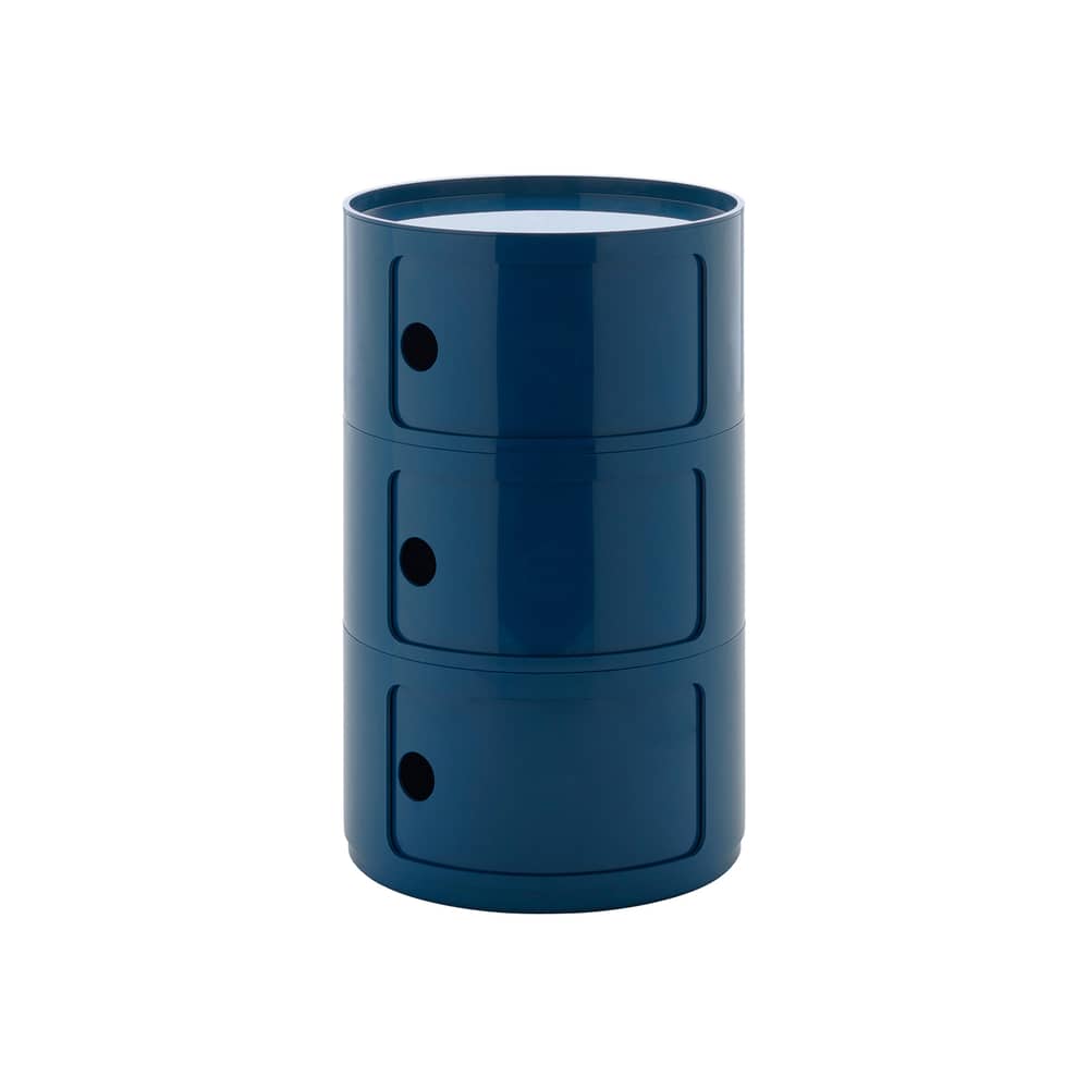 Rangement Componibili New Big plastique bleu / 3 tiroirs - Ø 42 x H 69,5 cm - Kartell - Bleu - ABS