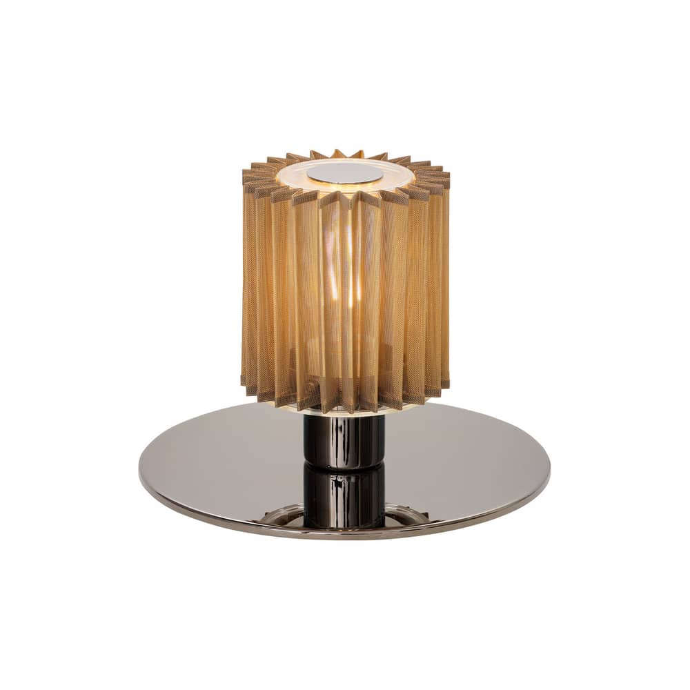 In The Sun Table Table lamp metal silver - DCW éditions - Silver-plated Base / Gold Mesh - Aluminium, Brass, Glass, Steel