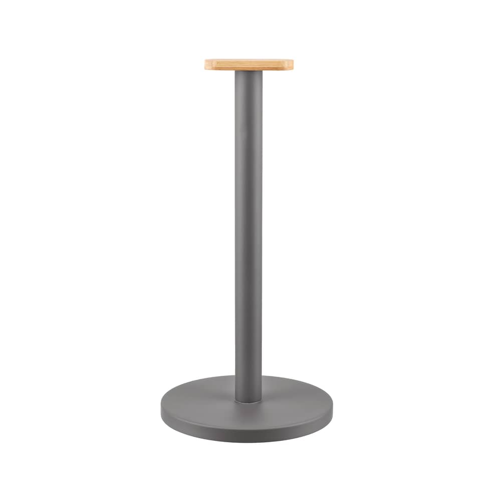 Porte-rouleau essuie-tout Mattina métal gris / Acier & bambou - Alessi - Anthracite & bambou - Acier inoxydable, Bambou