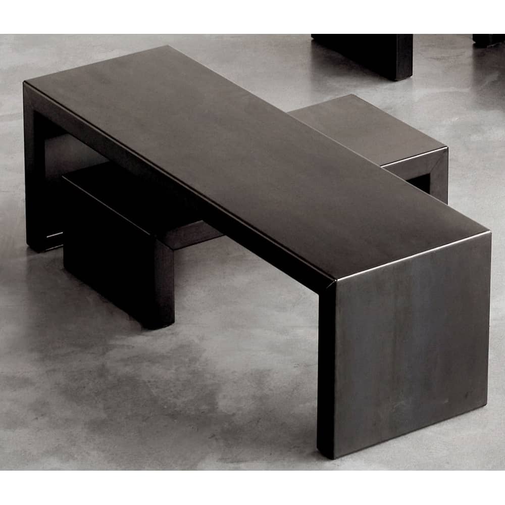 Table basse Small Irony métal noir 106x35 cm - Zeus - L 106 x H 35 cm - Acier phosphaté