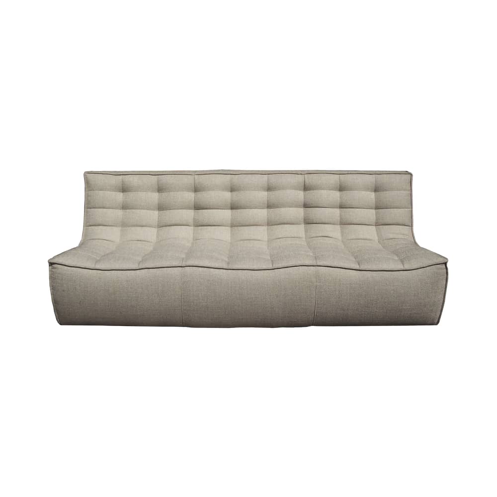 Canapé droit N701 tissu beige / 3 places - L 210 cm - Ethnicraft - Beige (tissu standard) - Bois, Mousse, Tissu