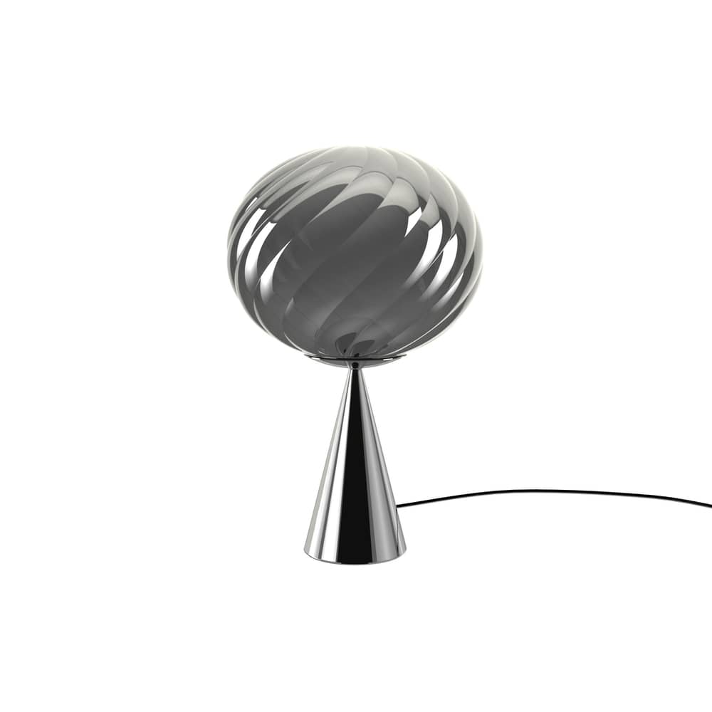 Lampe de table Whirl Cone Fat / LED - Ø 30 cm - Tom Dixon - Argent / Pied argent - Acier, Polycarbonate semi-métallisé