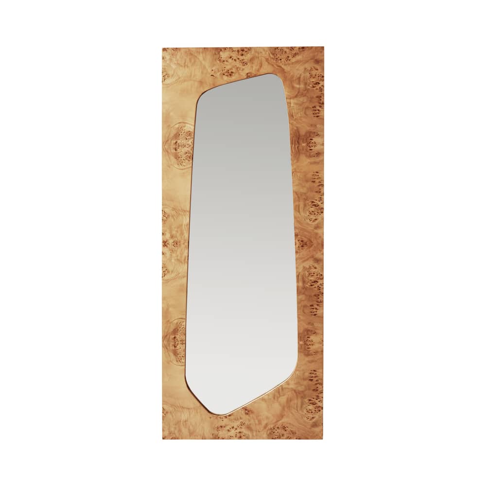 Miroir mural Folia Large bois naturel / L 55 x H 135 cm - Ferm Living - Naturel - Placage de ronce de peuplier certifié FSC
