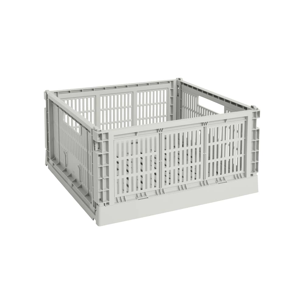Panier Colour Crate plastique gris Large Square / 42 x 42 cm - Recyclé - Hay - Gris - Polypropylène recyclé