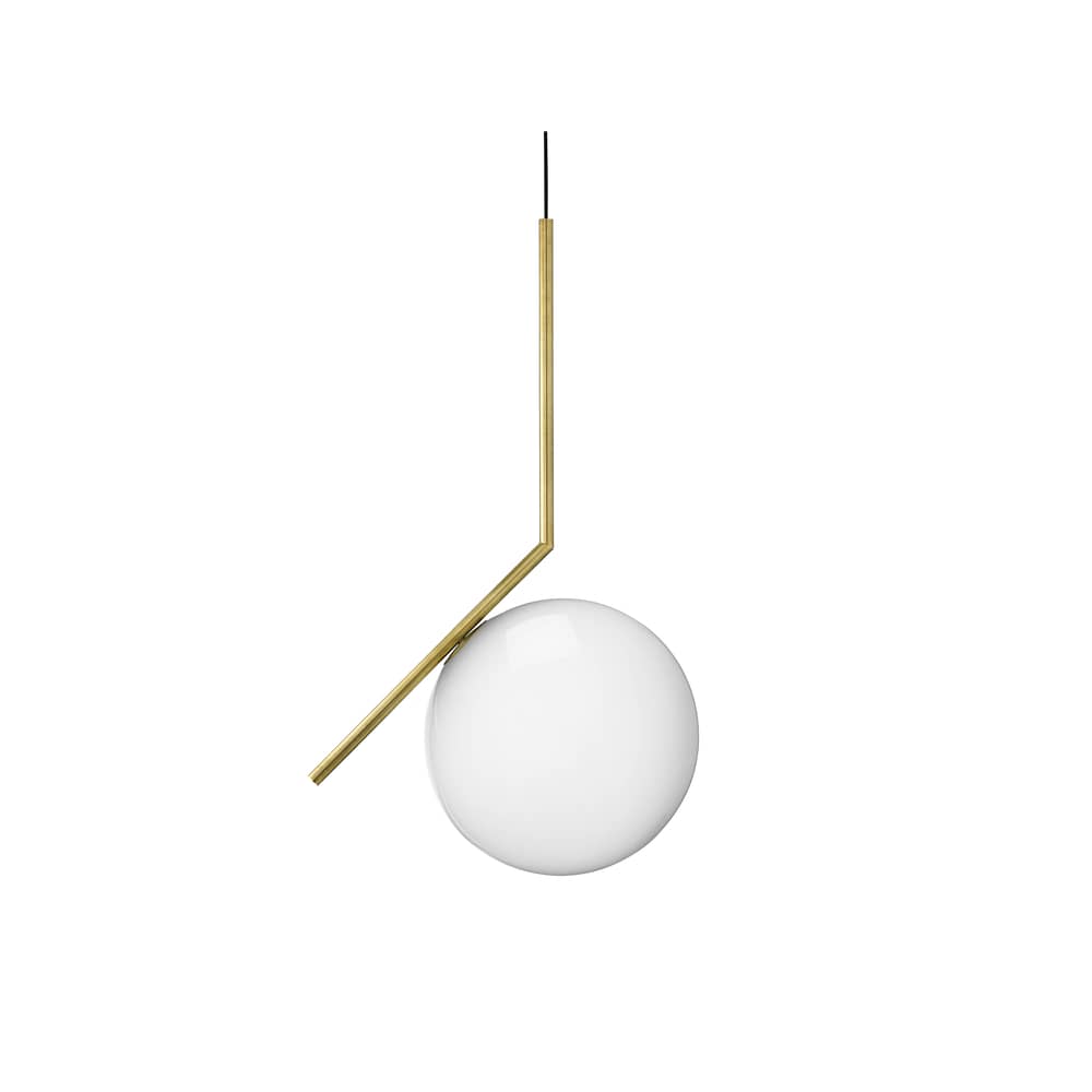Pendelleuchte IC S2 glas gold / H 72 cm - Flos - Messing - geblasenes Glas, gebürstetes Messing
