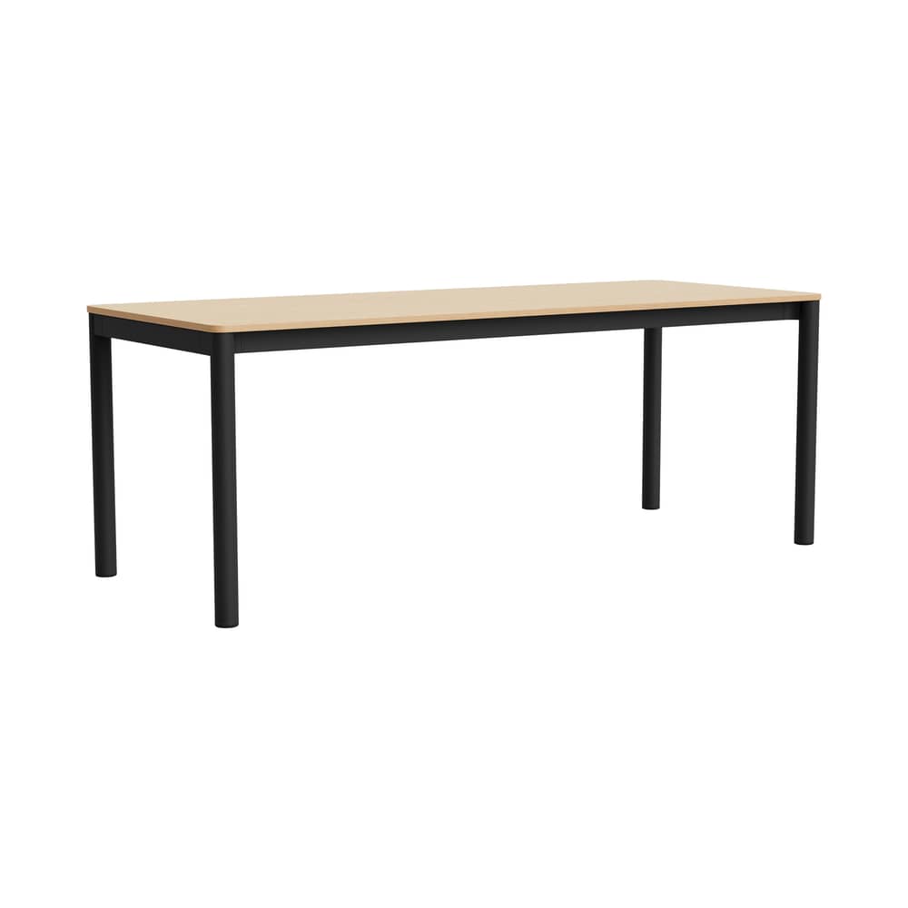 rechteckiger Tisch Annex Flush holz natur / 200 x 80 cm - Hay - Eiche / Kohle - Eichenfurnier, Recyceltes Aluminium