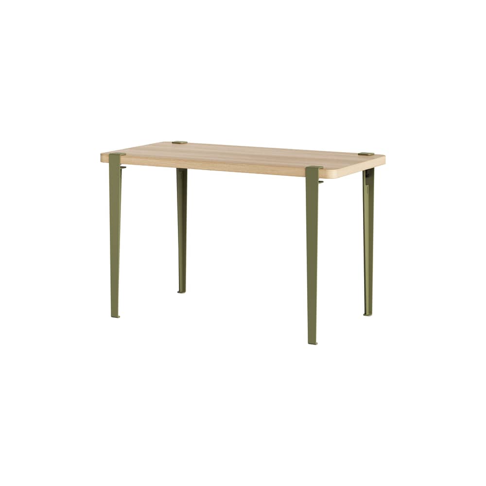 Lobo Rectangular table wood green / 120 x 60 cm - 2 to 4 people / Eco-certified Wood - TIPTOE - Oak / Khaki green Base, legs - Recycled particleboard with oak veneer, Steel