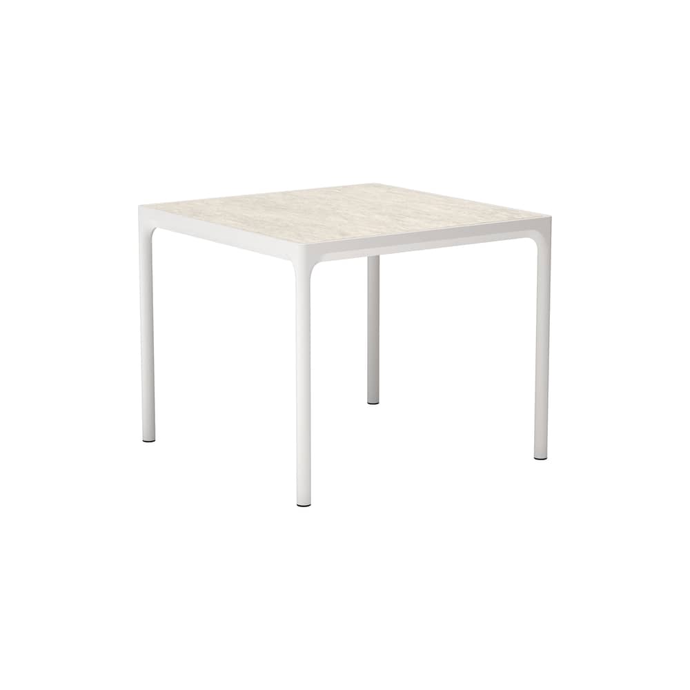 Table carrée Four Ceramic céramique blanc / 90 x 90 cm - Houe - Beige coquillage - Aluminium thermolaqué, Céramique