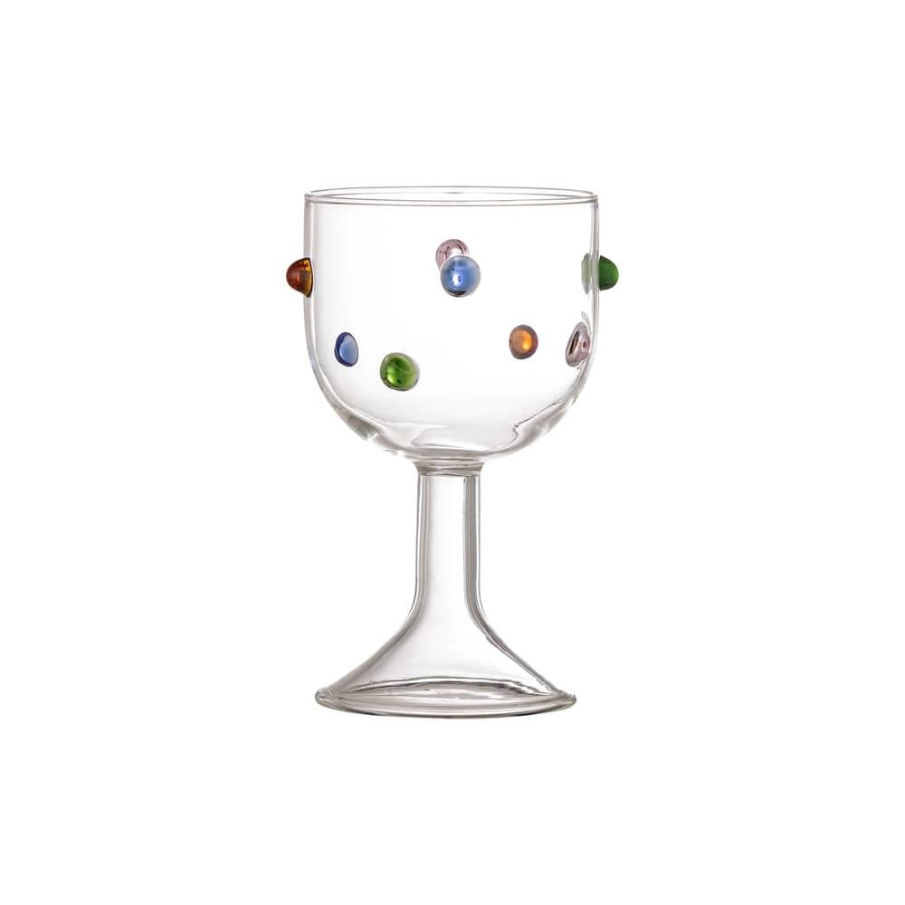 Verre à vin Thalia transparent / 250 ml - Bloomingville - Transparent / Multicolore - Verre soufflé bouche