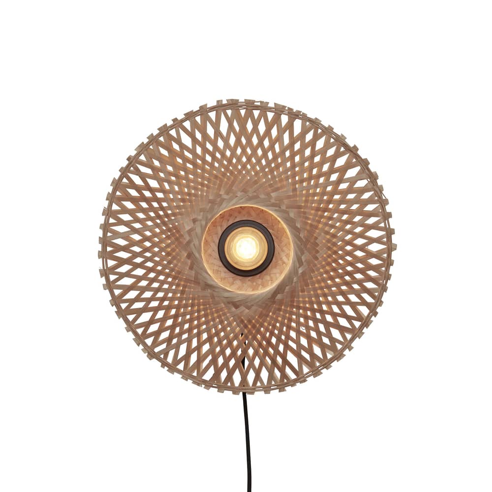 Applique avec prise Kalimantan fibre végétale bois beige / bambou / Ø 30 cm - GOOD&MOJO - Naturel - Bambou tressé, Fer