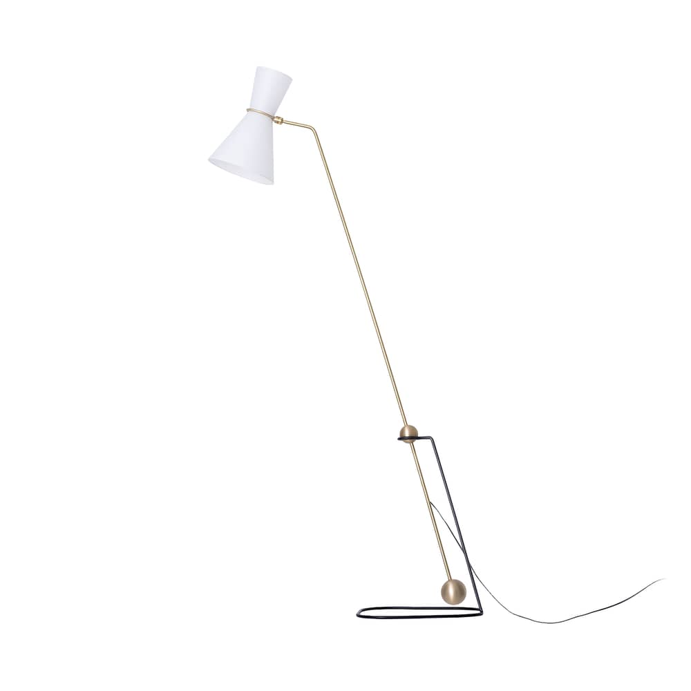 Lampadaire G2 / Liseuse - Réédition 1951, Pierre Guariche - SAMMODE STUDIO - Blanc - Acier laqué, Laiton, Papier