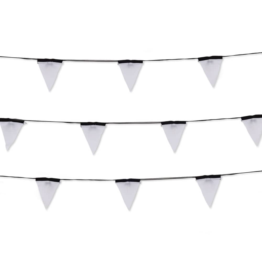 Guirlande lumineuse extérieur Sagra LED tissu blanc noir 14 mètres - 16 fanions tissu - Seletti - Guirlande / Noir & blanc - Polycarbonate, PVC, Tissu polyester