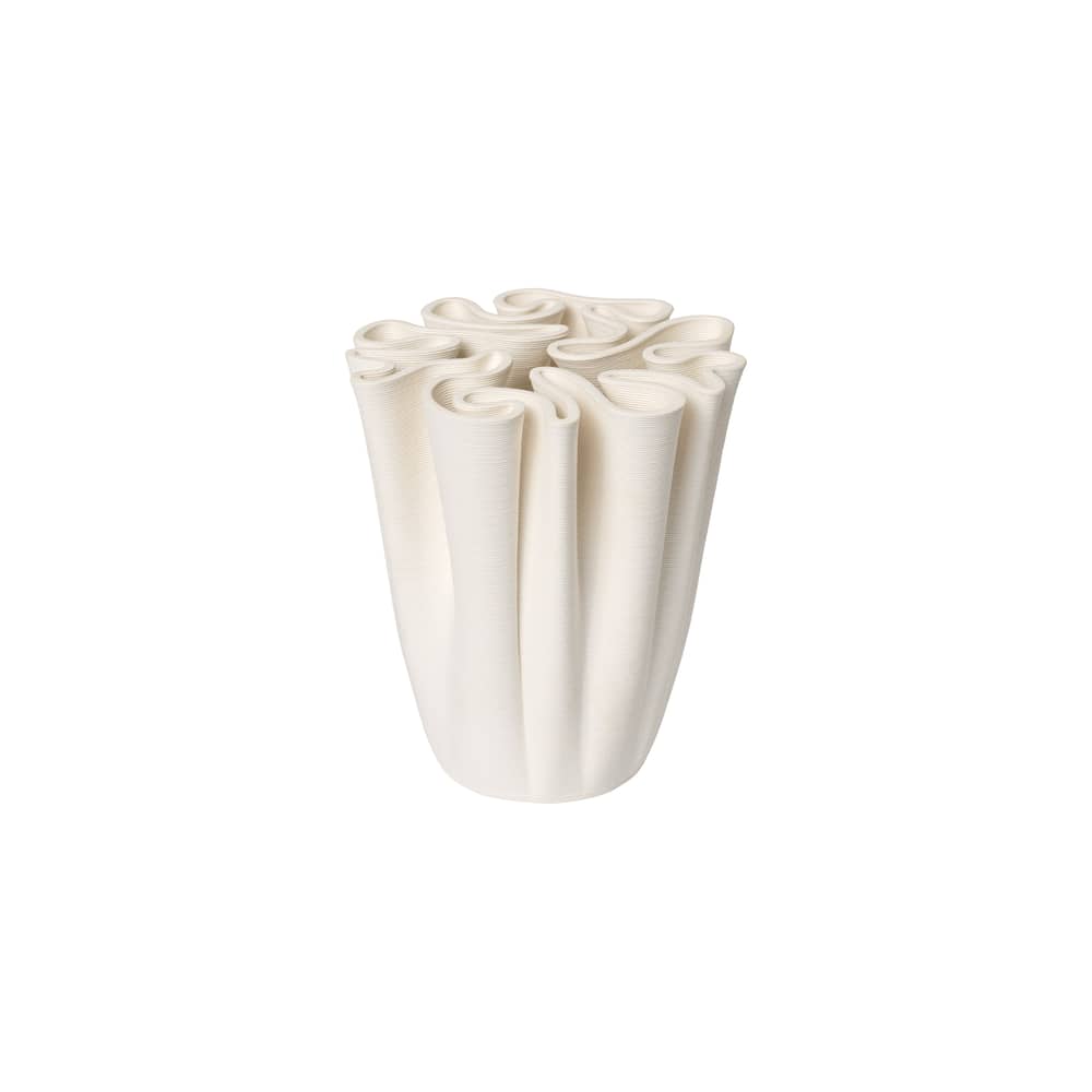 Dedali Medium Vase ceramic white / Ø 15 x H 18 cm - Ferm Living - H 18 cm / White - Sandstone
