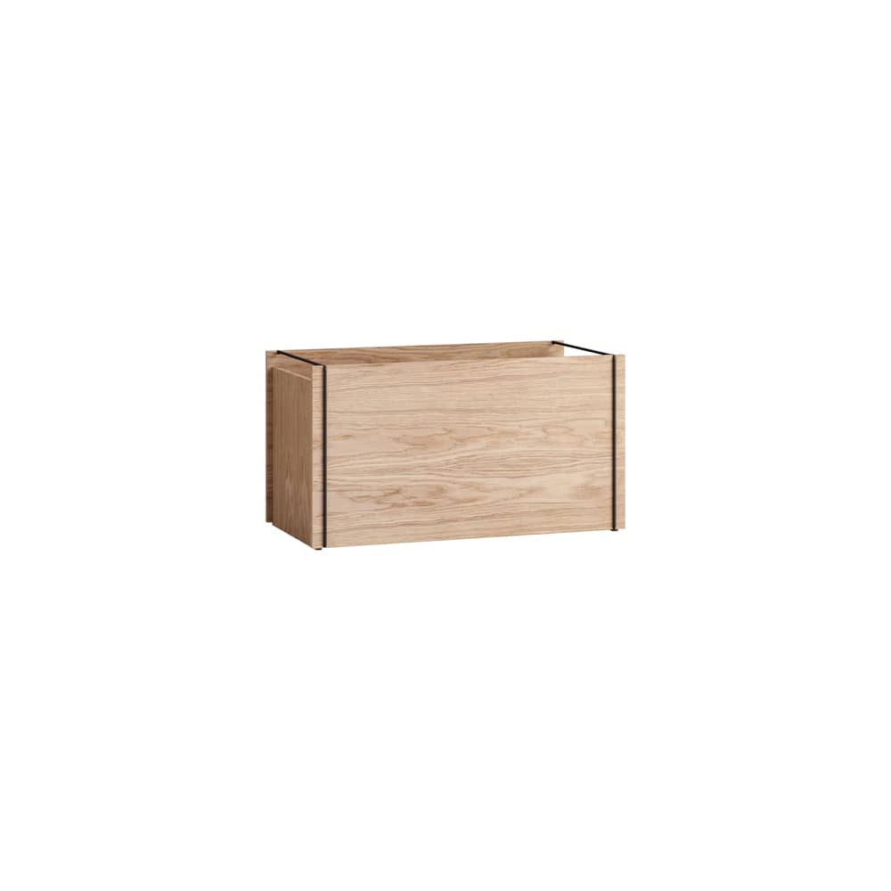 Baule Storage Box legno naturale / 60 x 31 x H 33 cm - MOEBE - Scatola / Rovere e nero - Acciaio, Compensato di rovere
