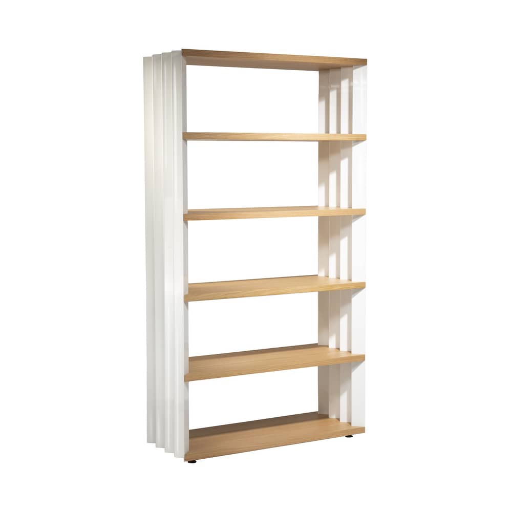 Bibliothèque Z24 métal blanc / L 100 x H 185 cm - Zanotta - Talc - Acier verni, MDF plaqué rouvre