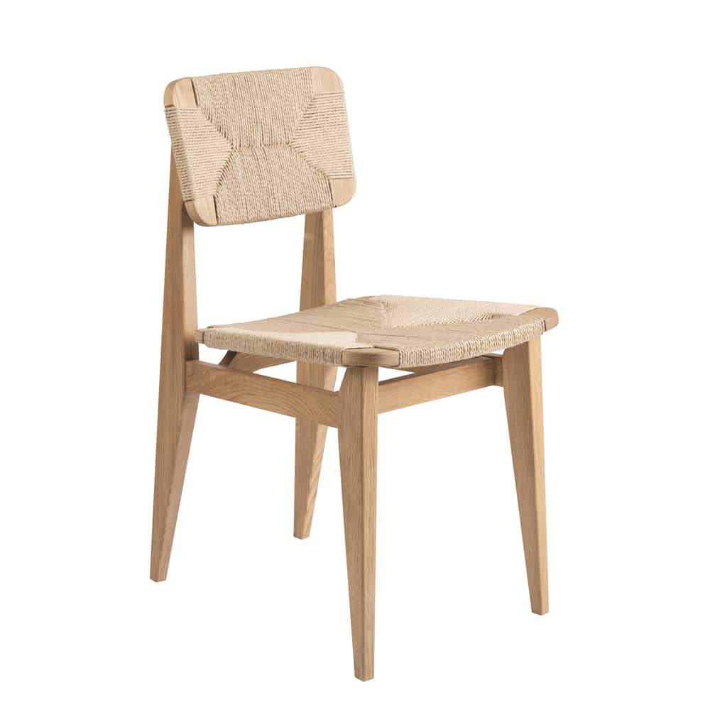 C-Chair Chair natural wood / Paper cord - 1947 reissue - Gubi - Natural cord / Oak - Oak plywood, Paper string, Solid oak