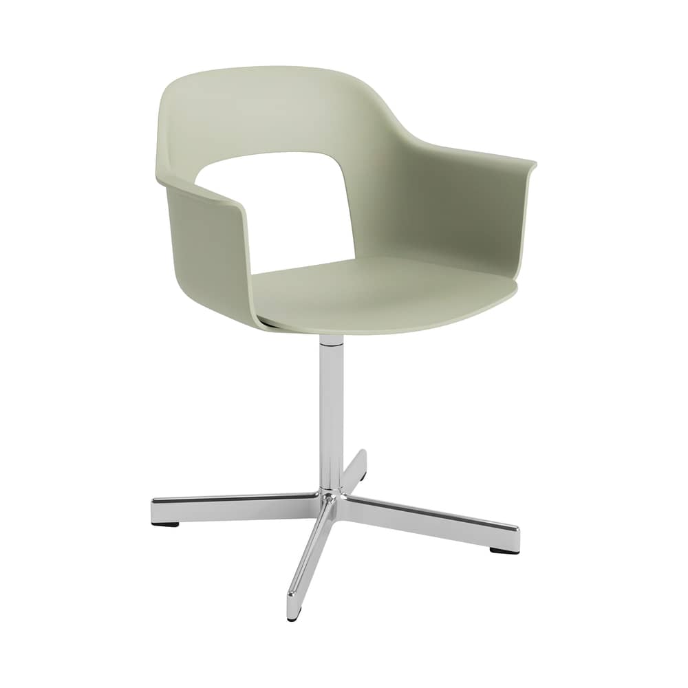 Fauteuil pivotant Layout 231 vert / Recyclé - Hay - Vert pastel - Aluminium poli, Polypropylène recyclé post-consommation