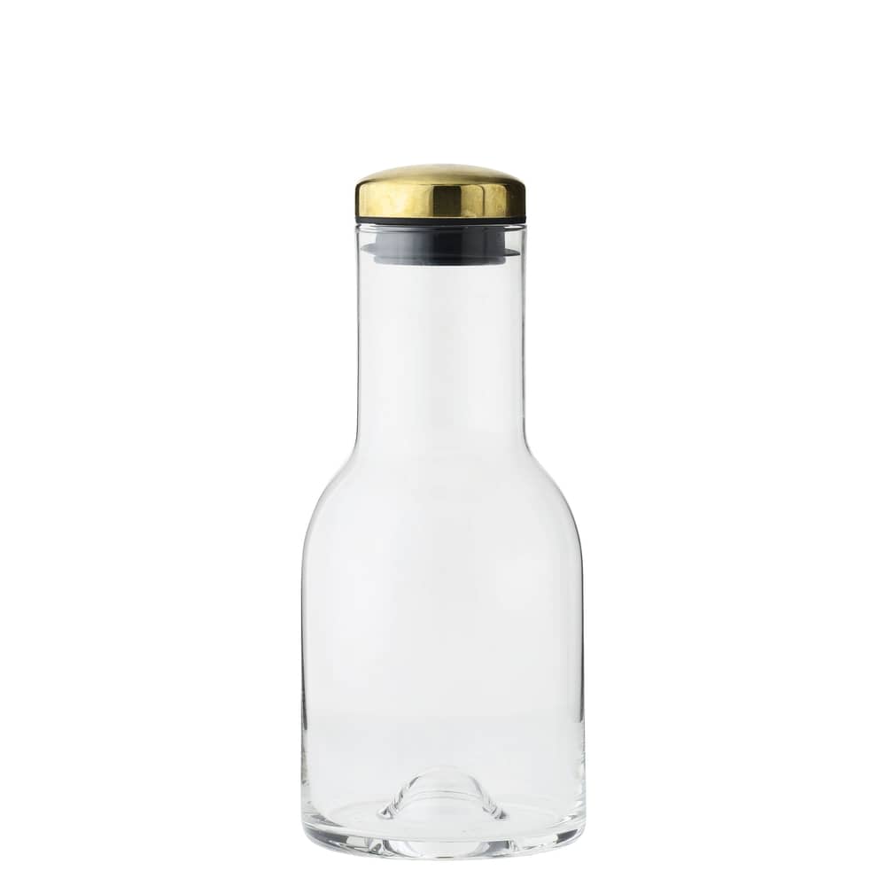 Karaffe Bottle glas gold metall / 0,5 l - mit Messingverschluss - Audo Copenhagen - Verschluss Messing / transparent - Glas, Messing, Silikon