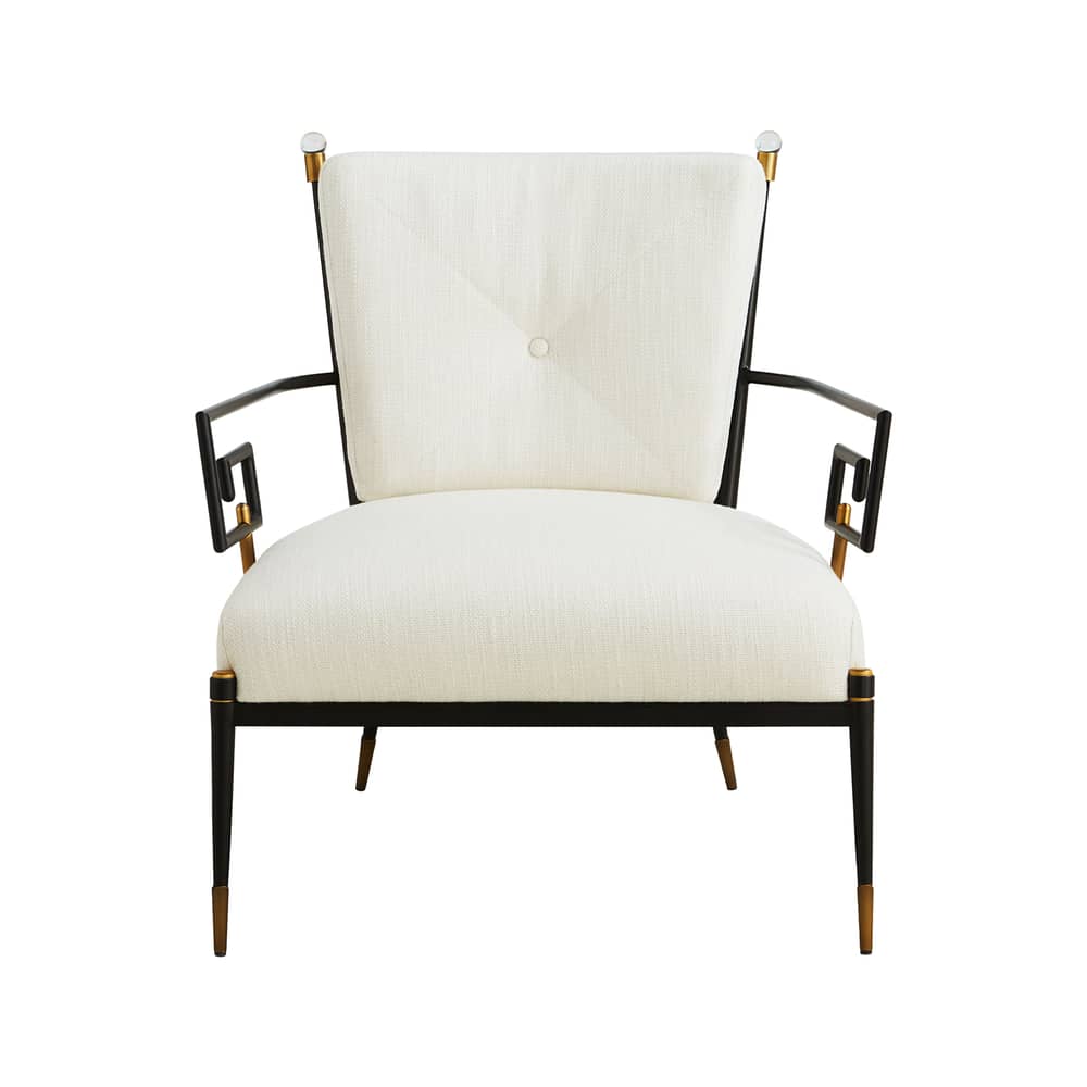 Poltrona imbottita Rider Accent tessuto bianco - Jonathan Adler - Bianco - Acciaio, Acrilico, Espanso, Tessuto