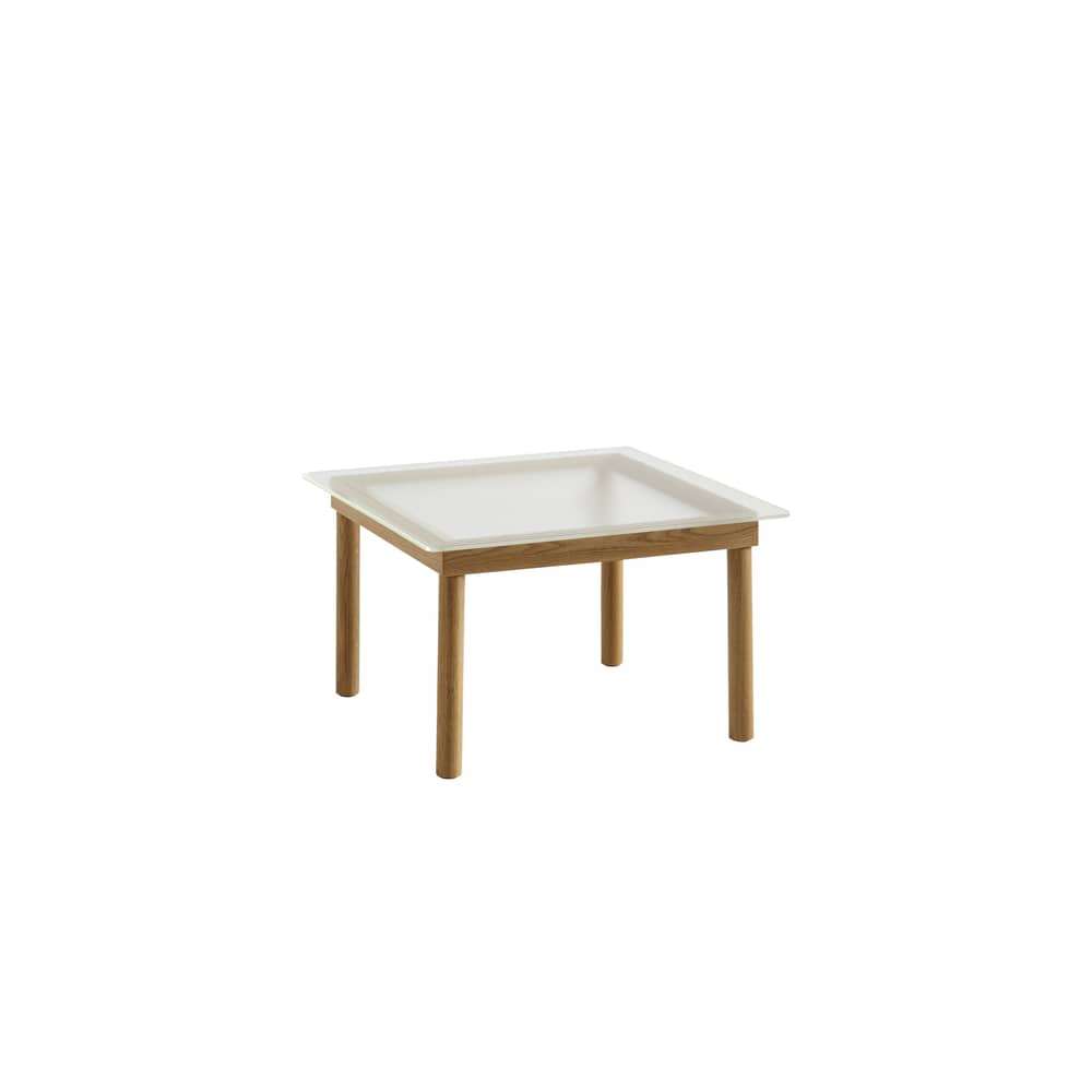 Tavolino Kofi vetro legno naturale / 60 x 60 cm - Vetro & legno - Hay - Rovere / Vetro scanalato trasparente - , Rovere massello