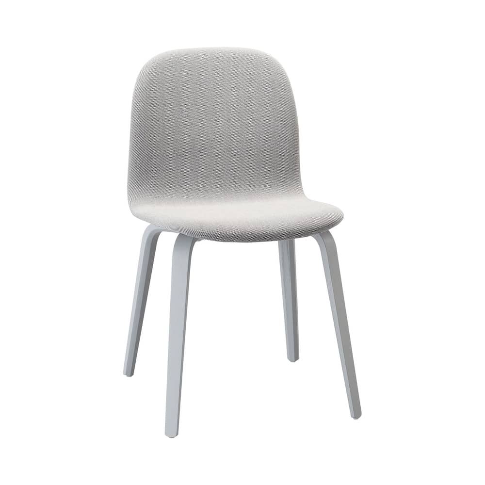 Chaise rembourrée Visu tissu gris - Muuto - Structure grise / Tissu gris clair - Bois peint, Tissu Kvadrat