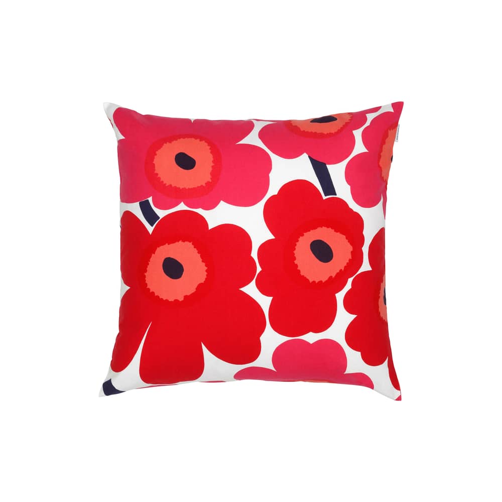 Pieni Unikko Cushion cover textile red 50 x 50 cm - Marimekko - Pieni Unikko - Red & white - Organic cotton