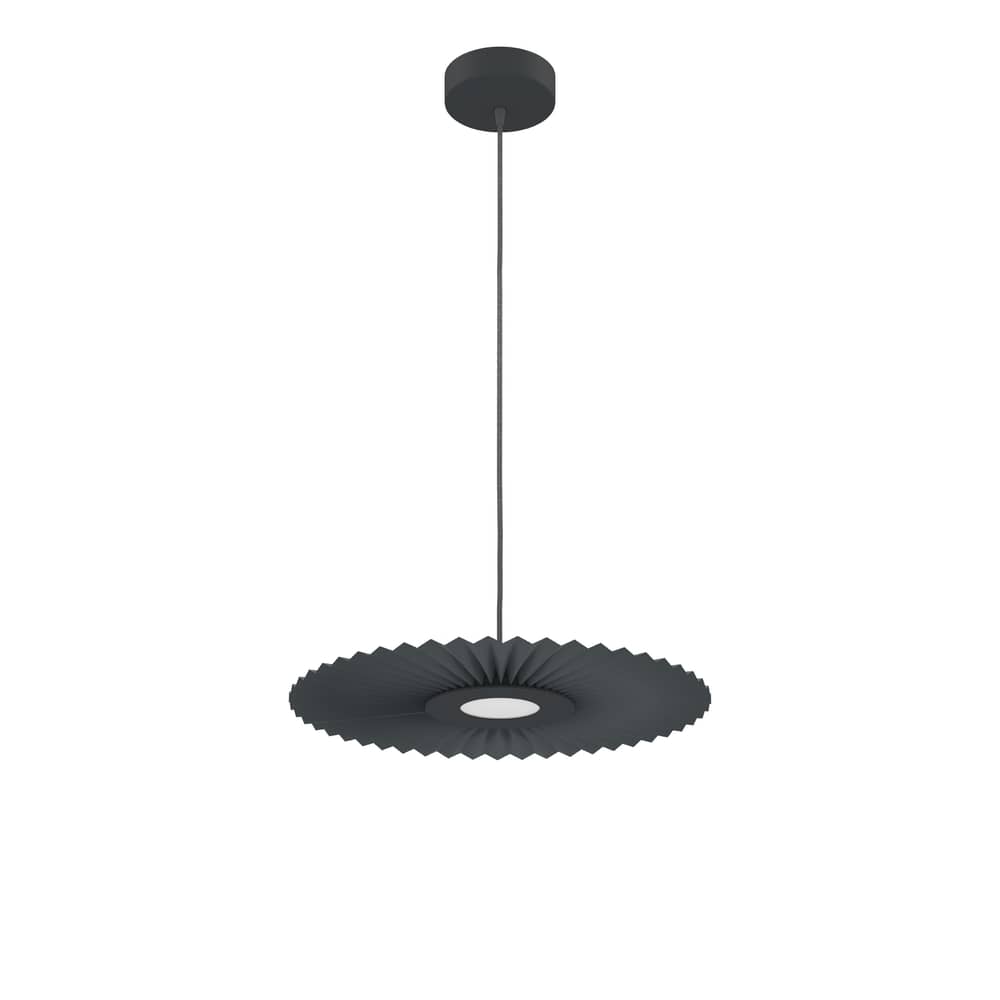 Suspension Carmen Small tissu gris / LED - Ø 50 cm - Hartô - Gris ardoise - Métal peint, Textile contrecollé sur PET