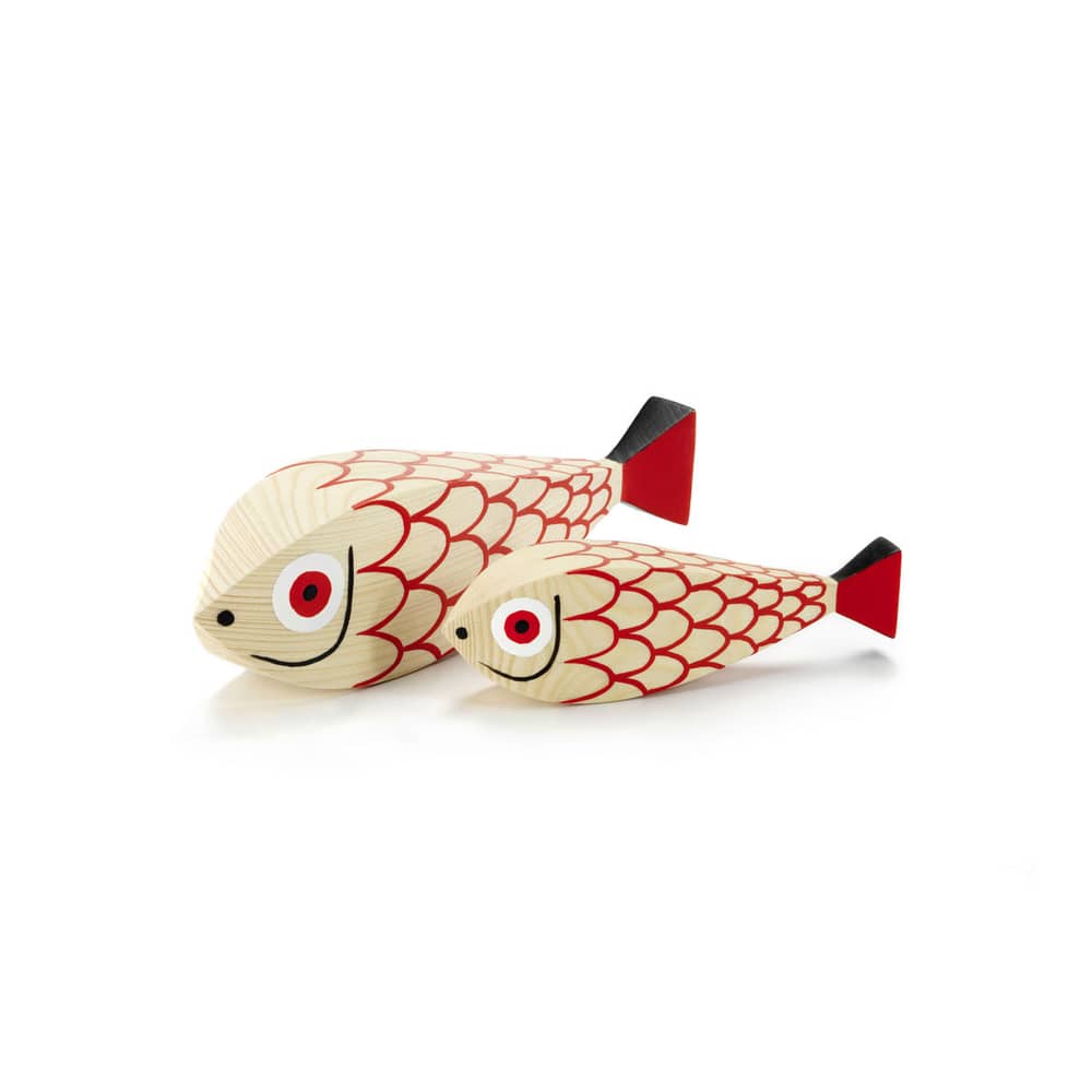 Vitra Wooden Dolls - Mother Fish & Child Decoration - red wood