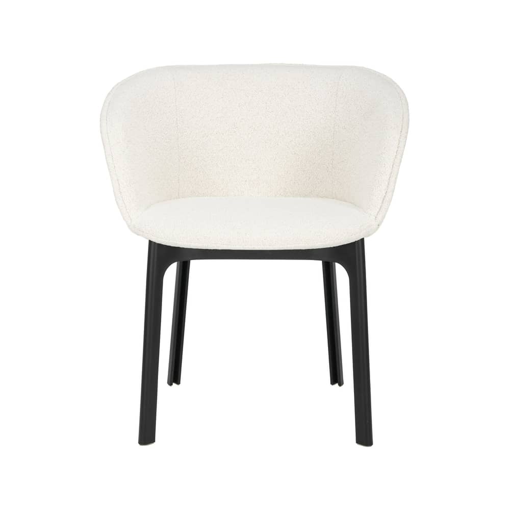 Fauteuil rembourré Charla tissu blanc / Tissu bouclé - Kartell - Blanc (tissu bouclé Orsetto) / Pieds noirs - Polyuréthane expansé, Technopolymère thermoplastique recyclé, Tissu bouclé
