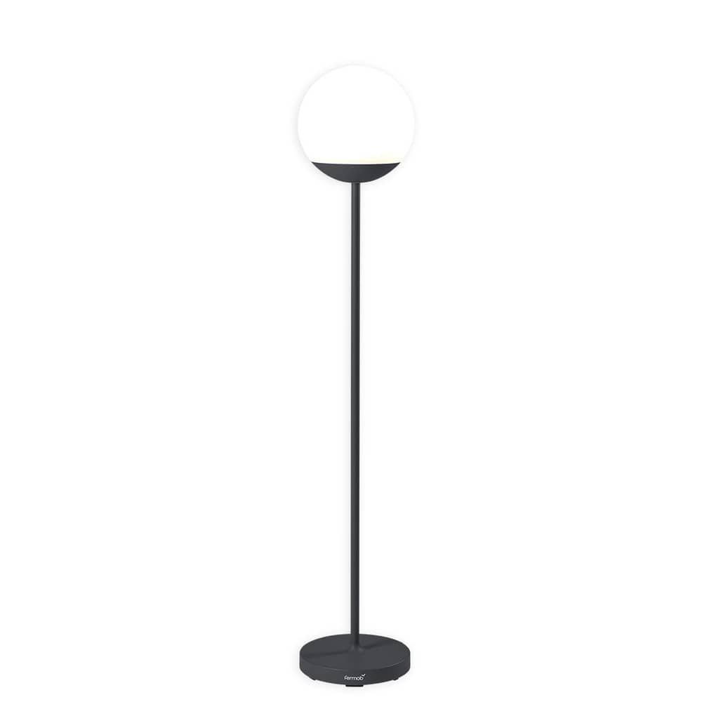 Lampada da terra da esterno senza fili Mooon! LED metallo materiale plastico nero / Sfera di plastica - H 134 cm - Bluetooth - Fermob - Carbonio - Alluminio, Polietilene