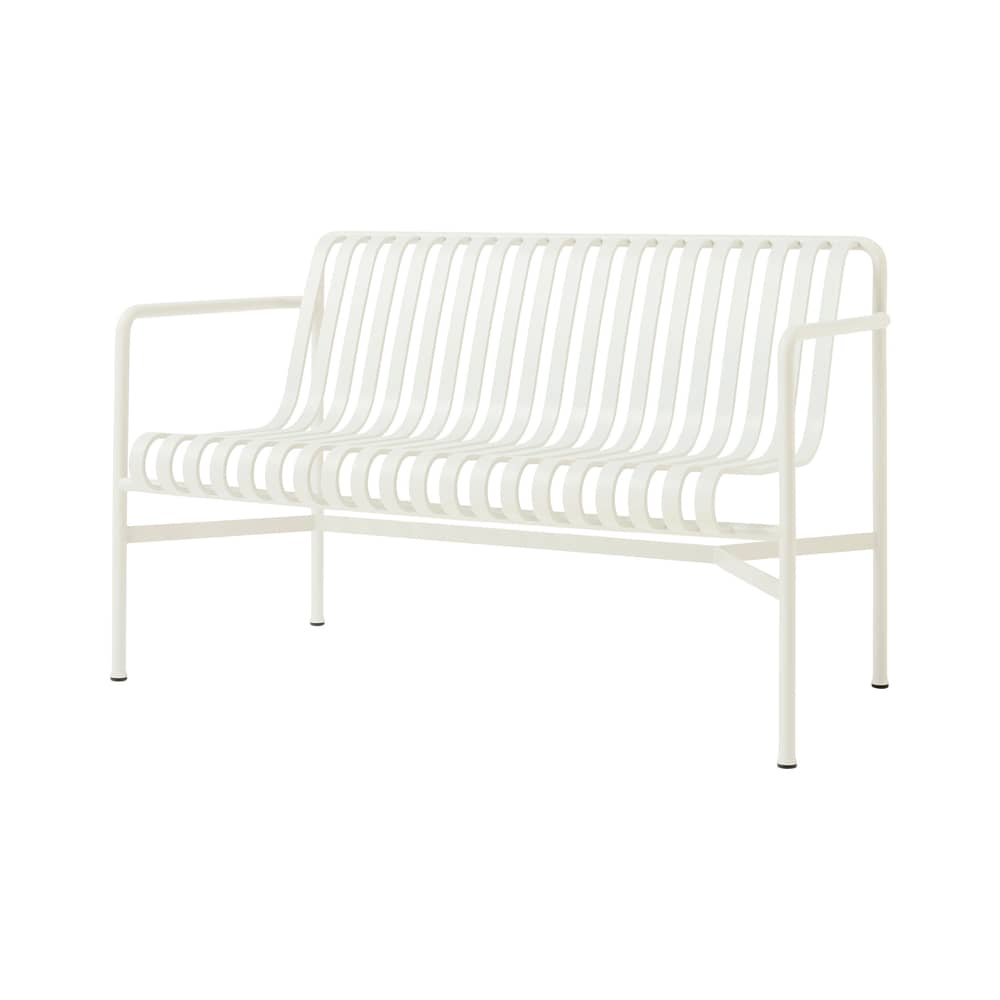 Bank mit Rückenlehne Palissade Dining metall weiß / L 128 cm - Bouroullec, 2016 - Hay - Cremeweiß - Stahl