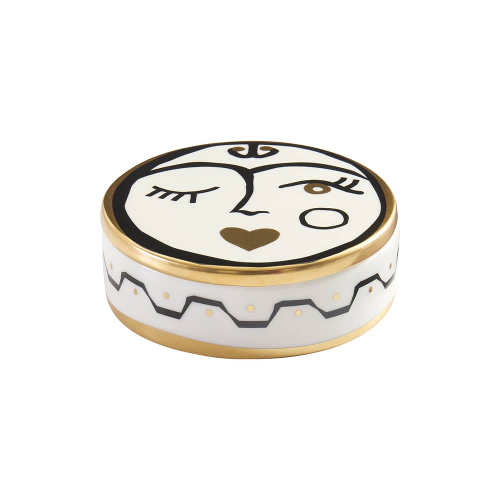 Schachtel Marseilles keramik weiß / Ø 11 x H 4 cm - Jonathan Adler - Keramik-Schachtel „Marseilles“ / Ø 11 x H 4 cm - Echtgold, Porzellan
