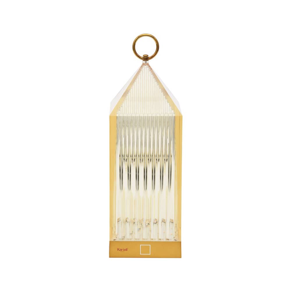 Lantern LED Wireless rechargeable outdoor lamp plastic material orange / Fabio Novembre, 2017 - Recycled - Kartell - Amber - Recycled PMMA