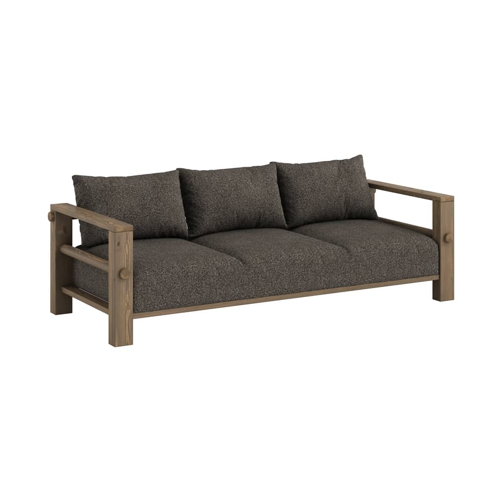 Canapé convertible Bare / Lit 1 place - L 225 cm - KARUP - Brun doux (642) / Brun caroube (106) - Mousse haute résilience, Pin massif, Polyester