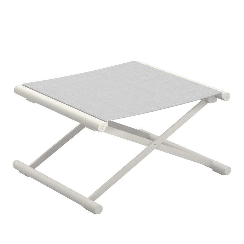 Fußstütze Terra textil grau / Fußstütze - Metall & Stoff - Emu - Mattweiß / Stoff hellgrau - Aluminium, Technisches Gewebe