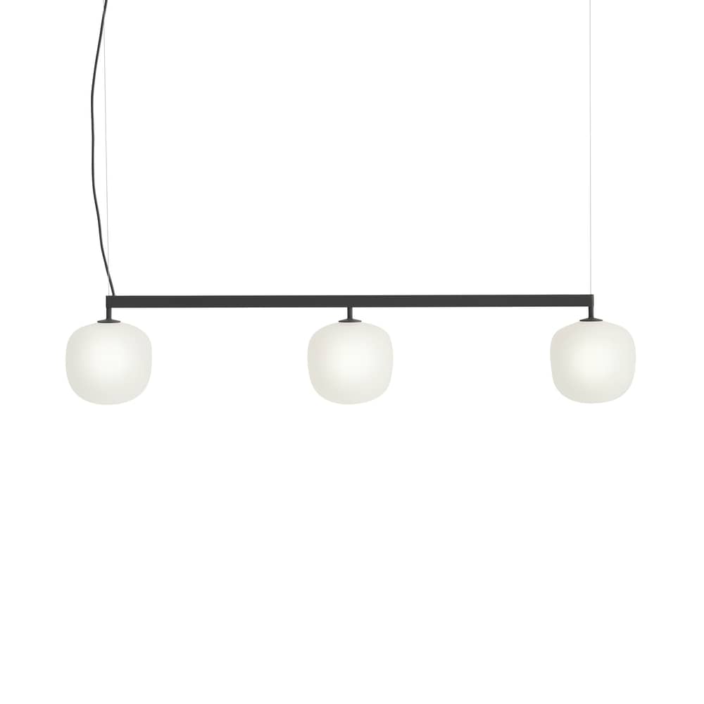 Suspension Rime Rail / L 110 cm - Muuto - Noir - Aluminium thermolaqué, Verre soufflé bouche