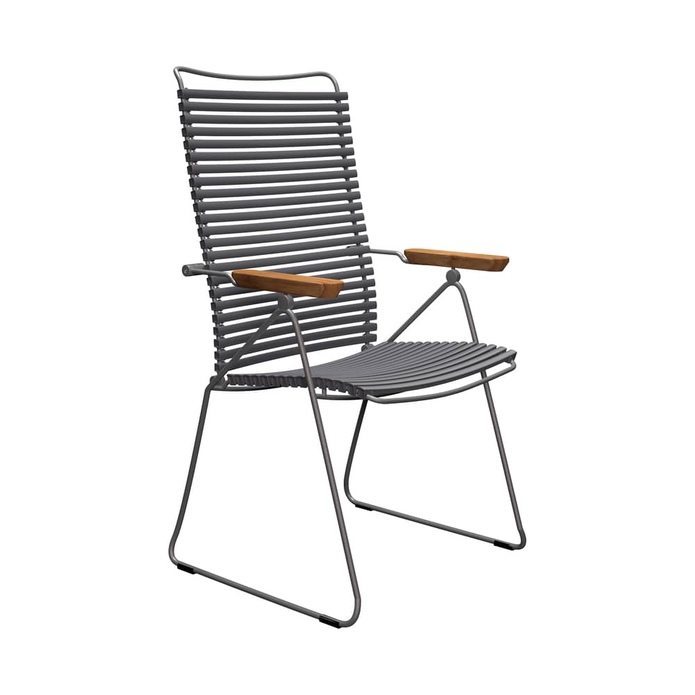 Click Position Armchair plastic material grey / Adjustable folder - Houe - Dark grey - Bamboo, Polypropylene, Powder coated steel