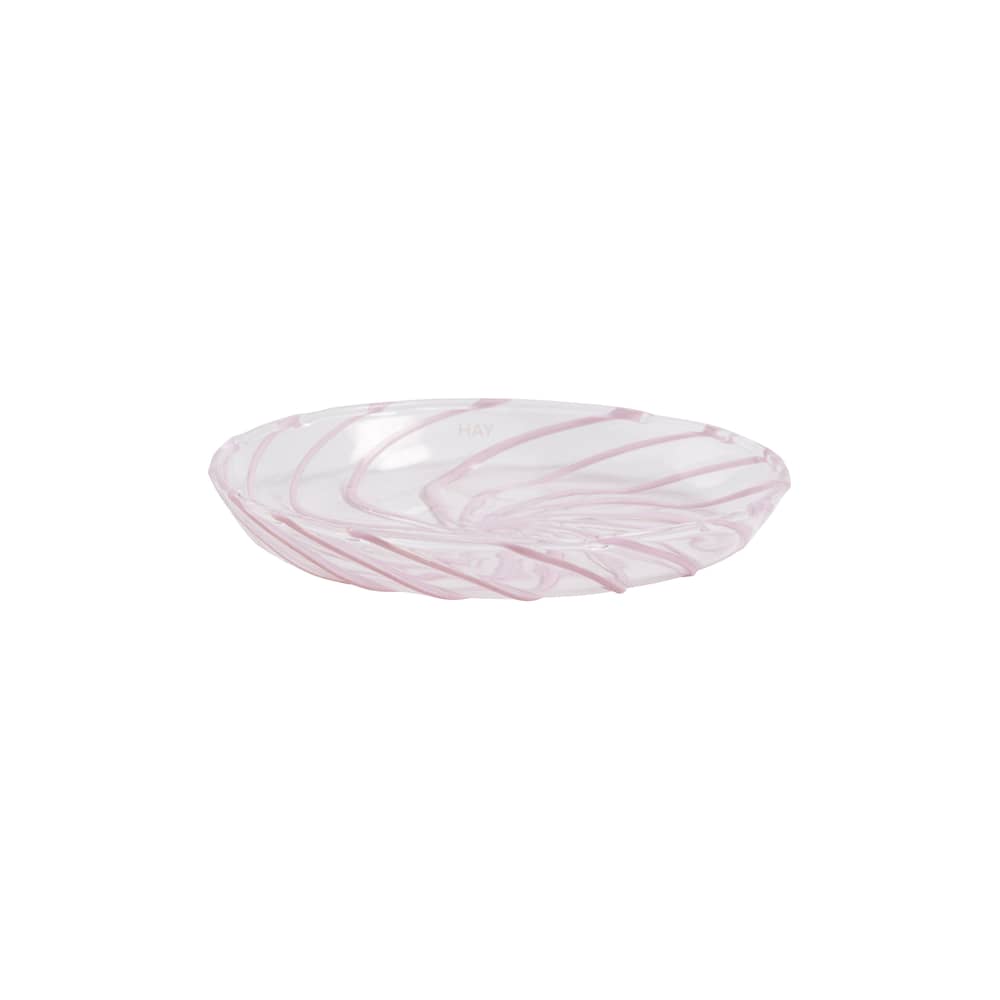 Set de 2 assiettes à mignardises Spin verre - Hay - Rayé rose - Verre borosilicaté