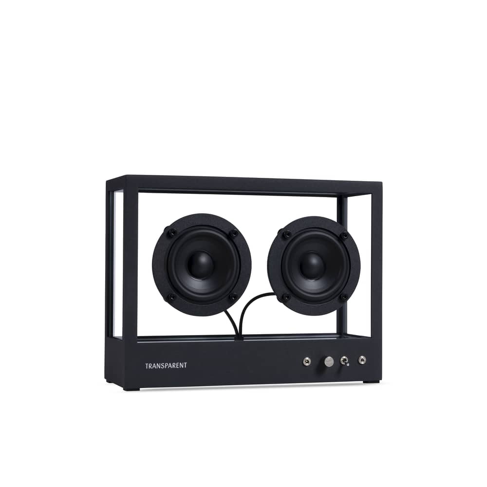Diffusore bluetooth Small vetro nero trasparente / L 26 x H 20 cm - Vetro temperato - Transparent Speaker - Nero / Trasparente - Alluminio, Vetro temprato