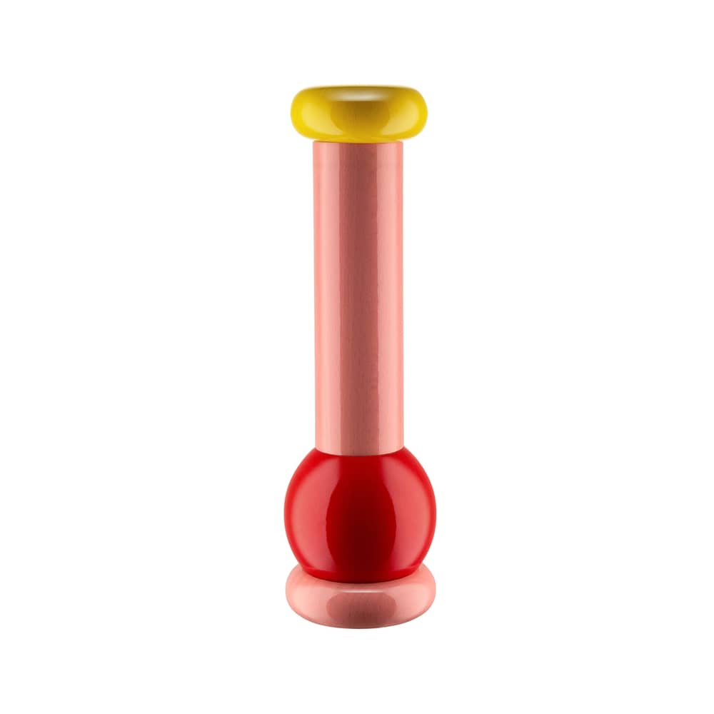 Moulin à épices Twergi bois rose / H 23 cm - By Ettore Sottsass / Alessi 100 Values Collection - Alessi - Rose - Céramique, Hêtre massif tourné certifié FSC