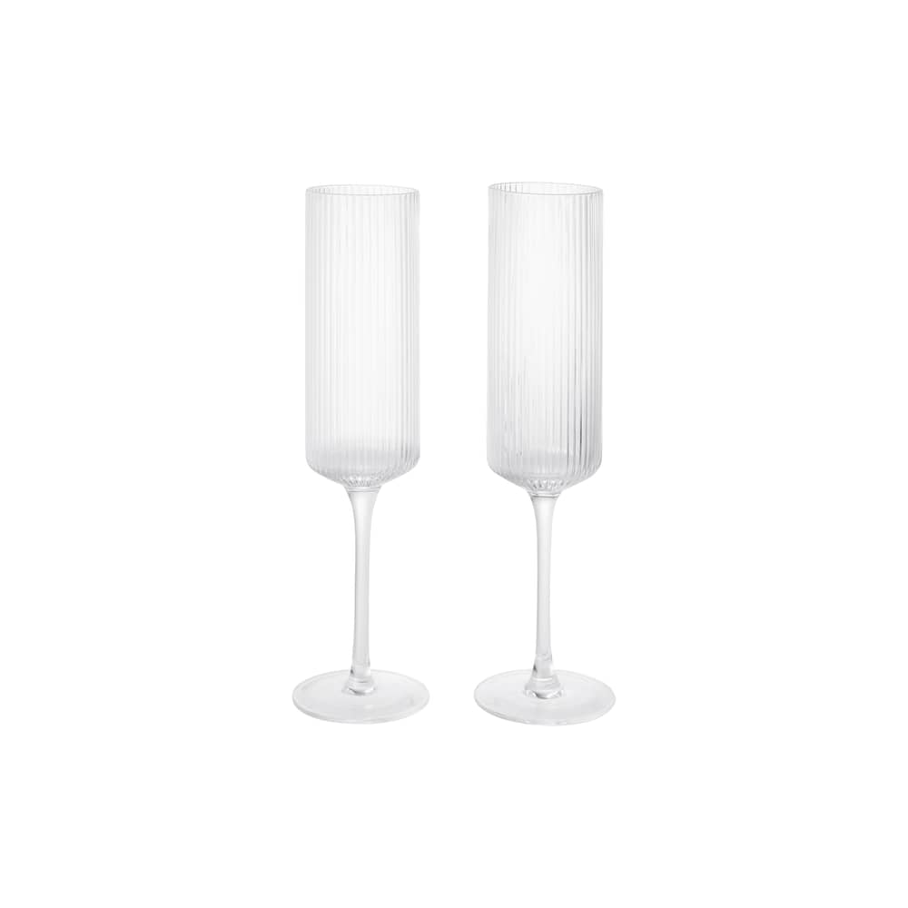 Ripple Champagne glass glass transparent / Set of 2 - Ferm Living - Transparent - Mouth blown glass