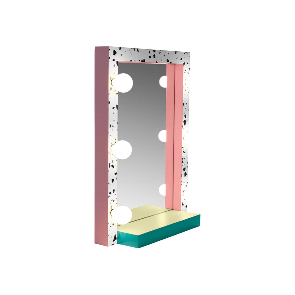 Super Mirror Illuminated mirror wood multicoloured / L 62 x H 87 cm - Seletti - About Terrazzo - Glass, MDF, Stratified, Wood