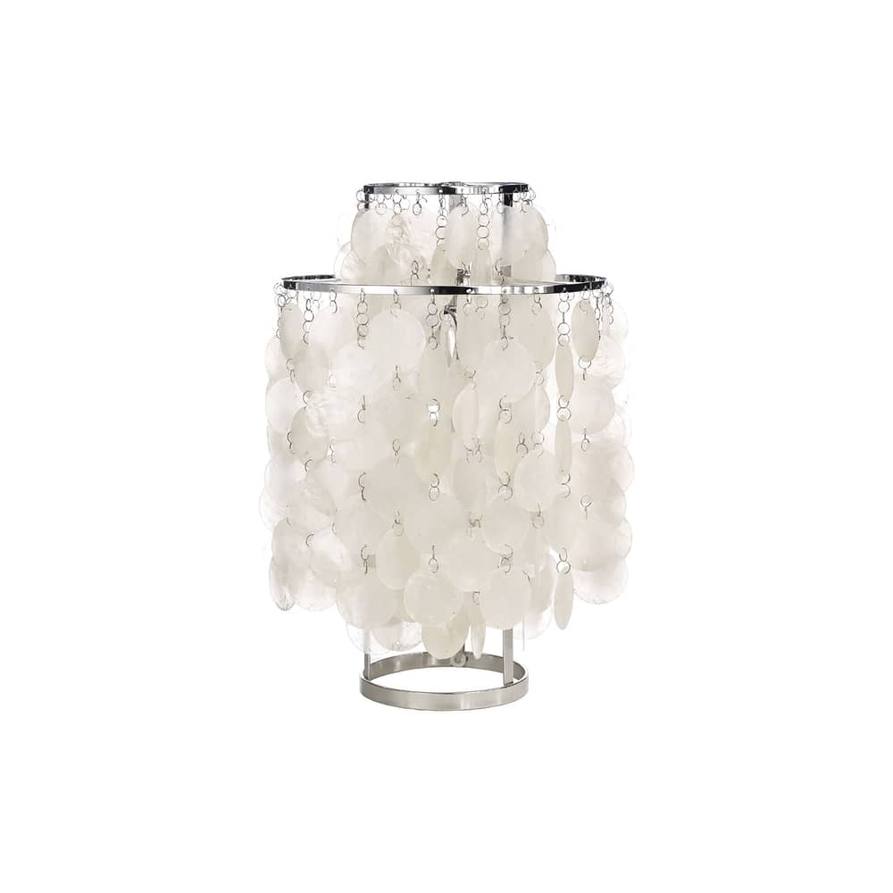Lampada da tavolo Fun 2TM vetro bianco Ø 27 cm - Panton 1964 - Verpan - Ø 27 cm - Madreperla e acciaio cromato - Madreperla, Metallo
