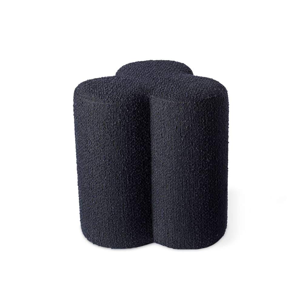 Pouf Clover tissu bleu / Tissu bouclette - POLSPOTTEN - Bleu - Bois, Mousse HR, Tissu bouclette