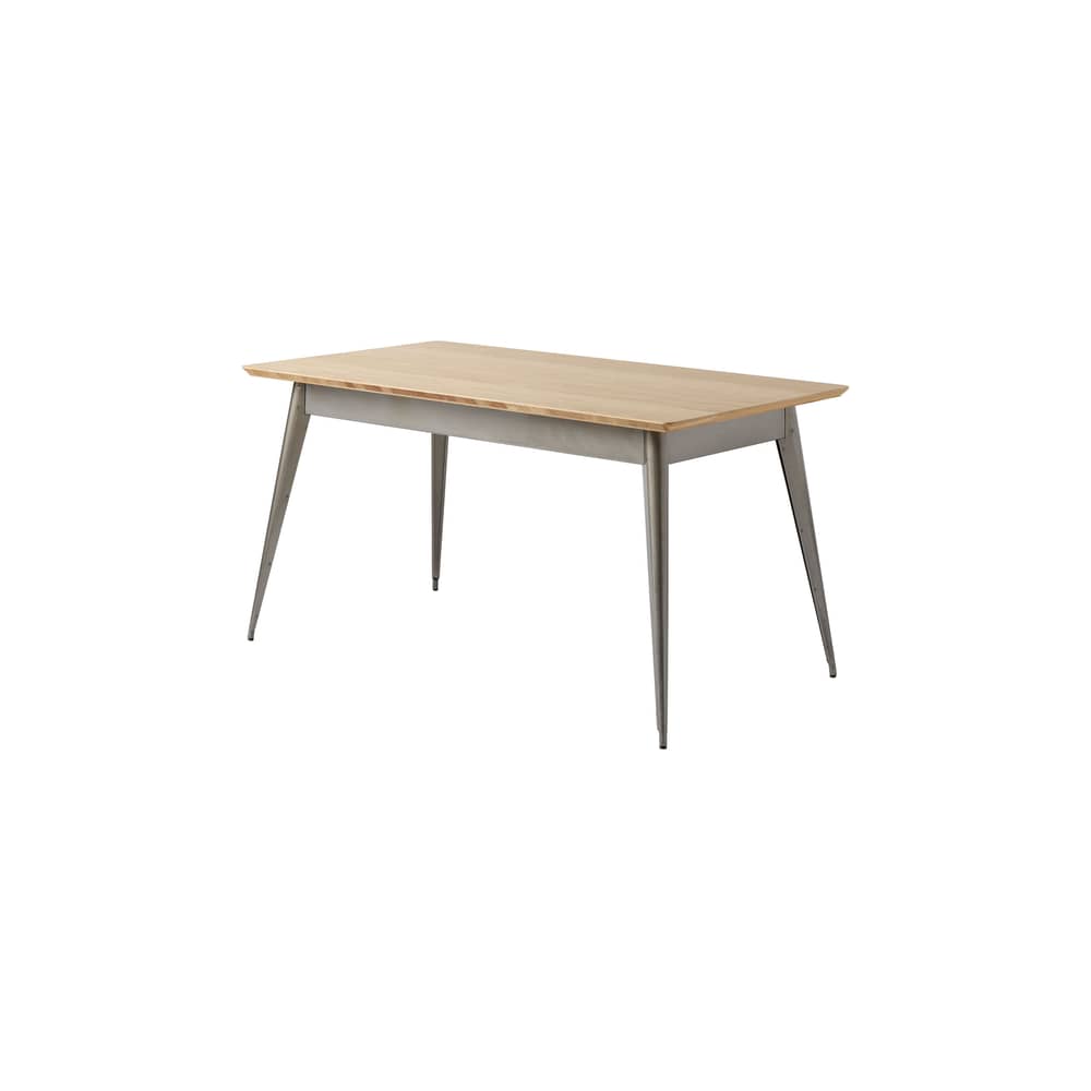 rechteckiger Tisch 55 chêne holz natur / 140 x 80 cm - Neuauflage 1955 / 6 Personen - Tolix - Roh lackiert / Eiche - massive Eiche, Stahl