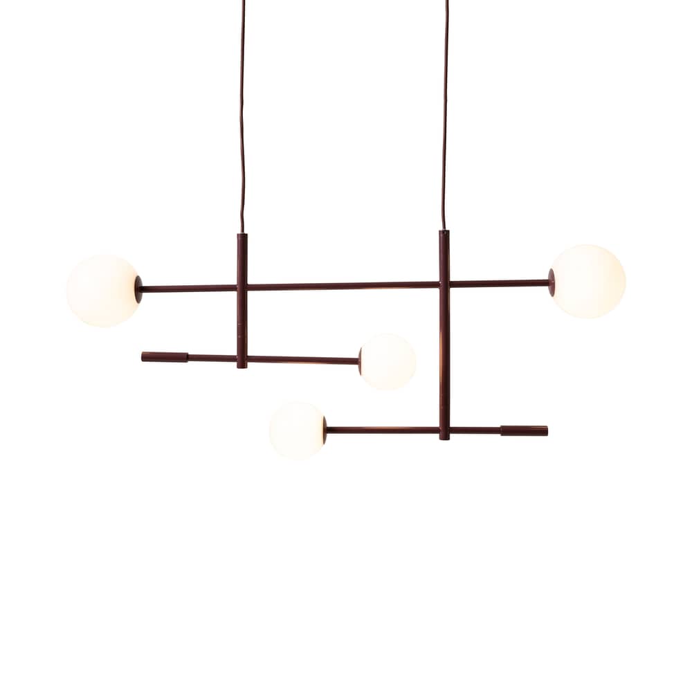 Suspension Copenhagen / L 97 cm - Bras mobiles - It\'s about Romi - Bordeaux - Fer laqué, Verre opalin