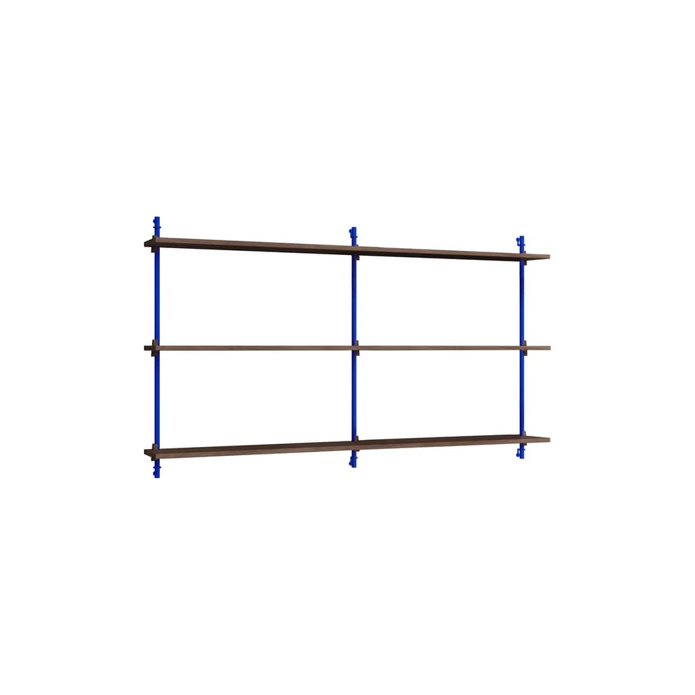 Étagère Wall Shelving – ws.85.2 bois marron / L 162 x H 85 cm x Prof. 17,5 cm - MOEBE - Chêne fumé / Bleu - Acier, MDF placage chêne
